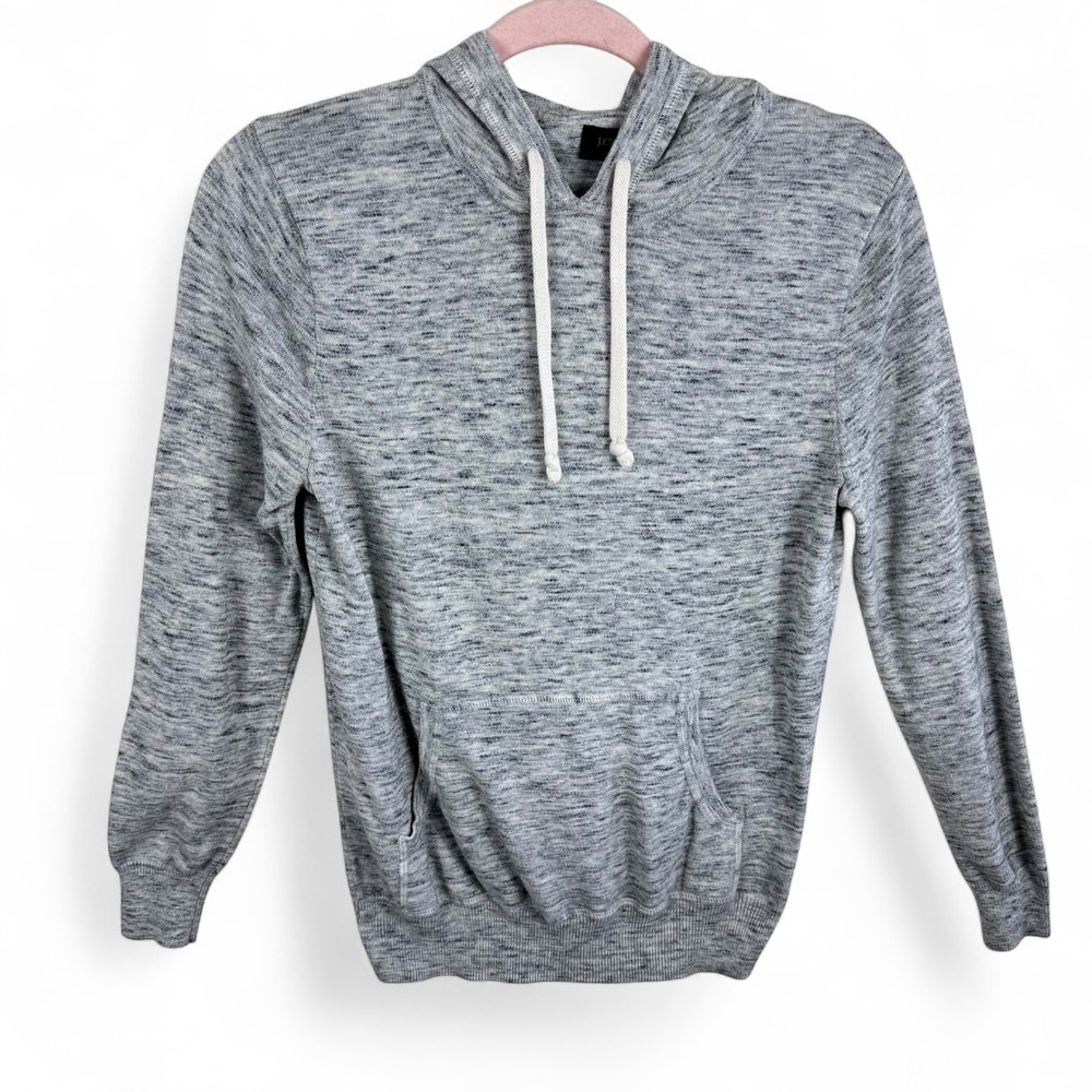 J.Crew Womens Grey Marl 100% Cotton Hooded Sweater Pullover XS Stretch Cozy